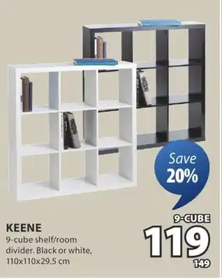 JYSK KEENE 9-cube shelf/room divider offer