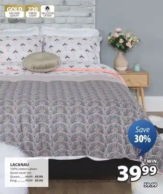 JYSK LACANAU 100% cotton sateen duvet cover set offer