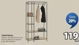 JYSK TRAPPEDAL Hall rack with garment bar and shelving offer