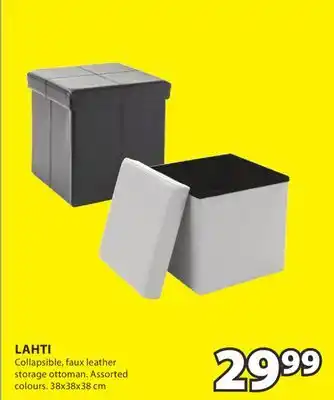 JYSK Lahti Collapsible, faux leather storage ottoman offer