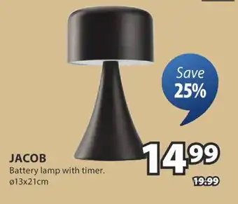 JYSK JACOB Battery lamp with timer offer