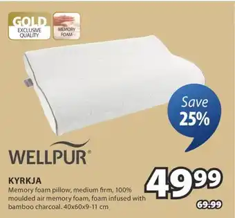 JYSK WELLPUR KYRKJA Memory foam pillow offer