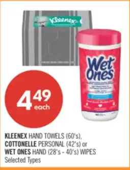 Shoppers Drug Mart KLEENEX HAND TOWELS (60's), COTTONELLE PERSONAL (42's) or WET ONES HAND (28's - 40's) WIPES offer