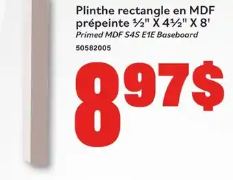 Matériaux Pont Masson Primed MDF S4S E1E Baseboard offer