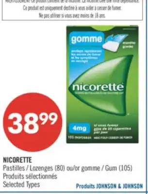 Pharmaprix NICORETTE Lozenges (80) or Gum (105) offer