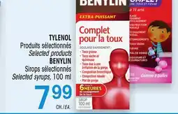 Uniprix TYLENOL Produits sélectionnés/Selected products, BENYLIN Sirops sélectionnés/Selected syrups offer