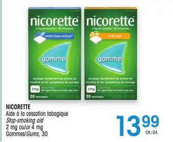 Uniprix NICORETTE Aide à la cessation tabagique/Stop-smoking aid, Gommes/Gums offer