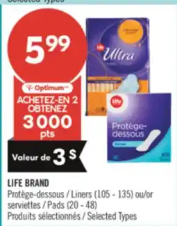 Pharmaprix LIFE BRAND Liners (105 - 135) or Pads (20 - 48) offer