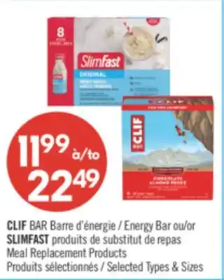 Pharmaprix CLIF Energy Bar or SLIMFAST Meal Replacement Products offer