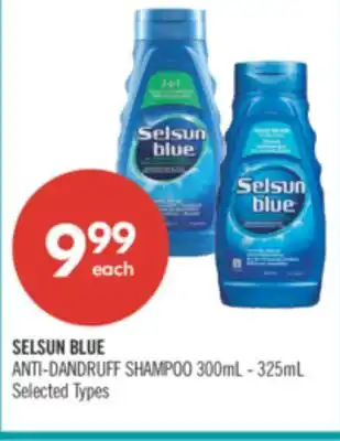 Shoppers Drug Mart SELSUN BLUE ANTI-DANDRUFF SHAMPOO 300mL - 325mL offer