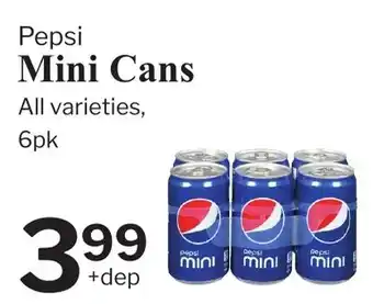 Village Food Markets Pepsi Mini Cans offer