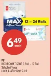 Shoppers Drug Mart PC bathroom tissue offer