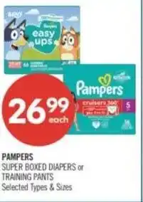 Shoppers Drug Mart Pampers super boxed diapers or training pants offer