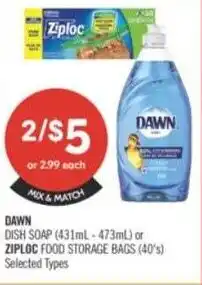 Shoppers Drug Mart Dawn dish soap offer