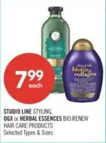 Shoppers Drug Mart Studio line styling ogx or herbal essences bio-renew offer