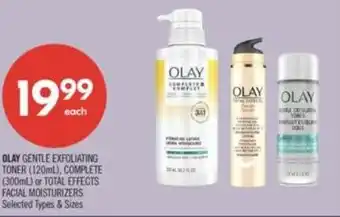 Shoppers Drug Mart Olay gentle exfoliating toner, complete or total effects facial moisturizers offer