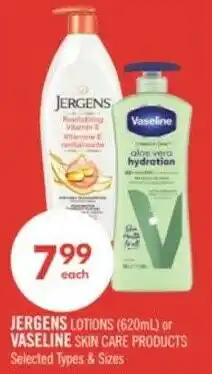 Shoppers Drug Mart Jergens lotions or vaseline skin care offer