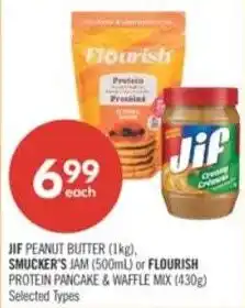 Shoppers Drug Mart Jif peanut butter, smucker's jam or flourish offer