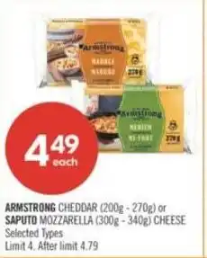 Shoppers Drug Mart Armstrong cheddar or saputo mozzarella offer