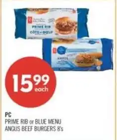 Shoppers Drug Mart PC prime rib or blue menu angus beef burgers offer