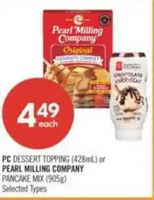 Shoppers Drug Mart PC dessert topping or pearl milling company pancake mix offer