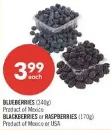 Shoppers Drug Mart Blueberries, blackberries or raspberries offer