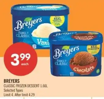 Shoppers Drug Mart Breyers classic frozen dessert offer