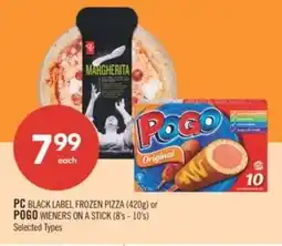 Shoppers Drug Mart PC black label frozen pizza or pogo wieners on a stick offer