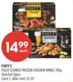 Shoppers Drug Mart Pinty's fully cooked frozen chicken wings offer