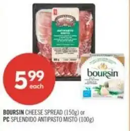 Shoppers Drug Mart Boursin cheese spread or pc splendido antipasto misto offer