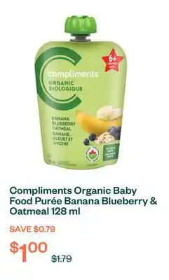 Voilà Compliments Organic Baby Food Purée Banana Blueberry & Oatmeal 128 ml offer