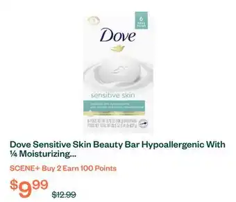 Voilà Dove Sensitive Skin Beauty Bar Hypoallergenic With ¼ Moisturizing Cream 106 g 6ct offer