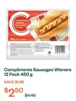 Voilà Compliments Sausages Wieners 12 Pack 450 g offer