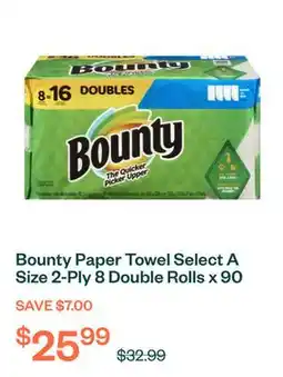 Voilà Bounty Paper Towel Select A Size 2-Ply 8 Double Rolls x 90 Sheets offer