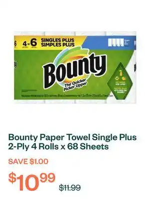 Voilà Bounty Paper Towel Single Plus 2-Ply 4 Rolls x 68 Sheets offer