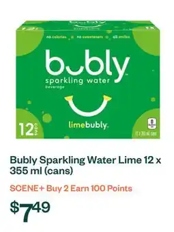 Voilà Bubly Sparkling Water Lime 12 x 355 ml (cans) offer