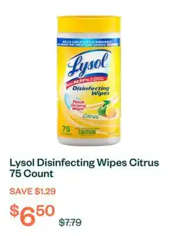 Voilà Lysol Disinfecting Wipes Citrus 75 Count offer