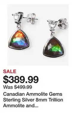 TSC Stores Canadian Ammolite Gems Sterling Silver 8mm Trillion Ammolite and White Topaz Earrings offer