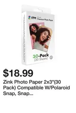 TSC Stores Zink Photo Paper 2x3(30 Pack) Compatible W/Polaroid Snap, Snap Touch, Zip & Mint Cameras offer