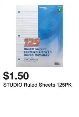 Dollarama STUDIO Ruled Sheets 125PK offer