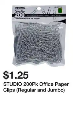 Dollarama STUDIO 200Pk Office Paper Clips (Regular and Jumbo) offer