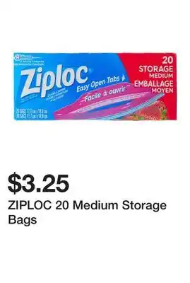 Dollarama ZIPLOC 20 Medium Storage Bags offer