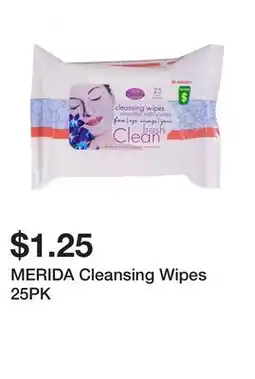 Dollarama MERIDA Cleansing Wipes 25PK offer