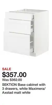 IKEA SEKTION Base cabinet with 3 drawers, white Maximera/Axstad matt white offer