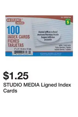 Dollarama STUDIO MEDIA Ligned Index Cards offer