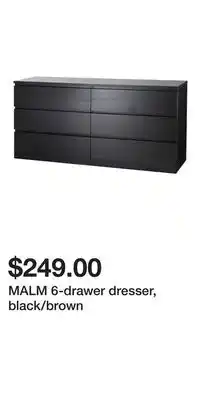 IKEA MALM 6-drawer dresser, black/brown offer