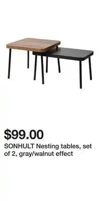 IKEA SONHULT Nesting tables, set of 2, gray/walnut effect offer