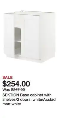 IKEA SEKTION Base cabinet with shelves/2 doors, white/Axstad matt white offer