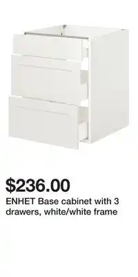 IKEA ENHET Base cabinet with 3 drawers, white/white frame offer