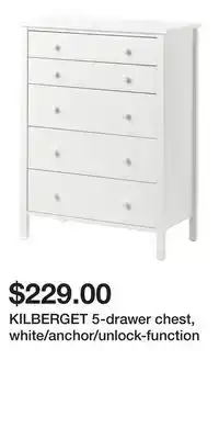 IKEA KILBERGET 5-drawer chest, white/anchor/unlock-function offer